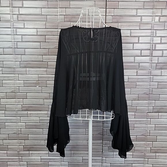 Fanco chic chiffon blouse in black Size S - Picture 5 of 8